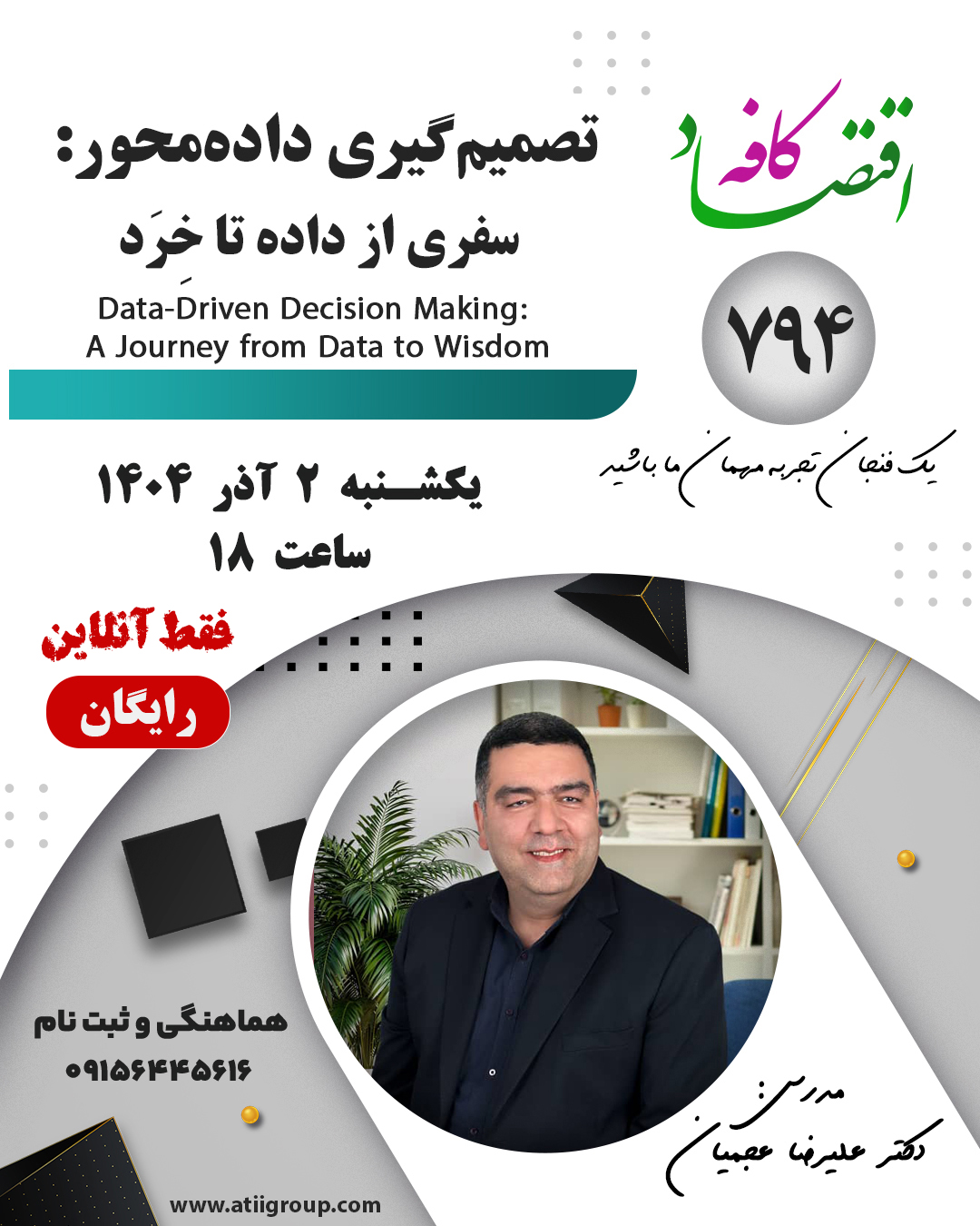 در دنیای امروز، تصمیم‌گیری دیگر بر پایه‌ی حدس و تجربه‌ی فردی کافی نیست. سازمان‌ها و کسب‌وکارها با بهره‌گیری از تحلیل داده‌ها، هوش مصنوعی و مدل‌های آماری، مسیر تازه‌ای را از داده‌های خام به بینش و خِرَد مدیریتی می‌پیمایند. در این سفر، داده به دانایی تبدیل می‌شود و تصمیم‌ها دقیق‌تر، سریع‌تر و آگاهانه‌تر اتخاذ می‌گردند.